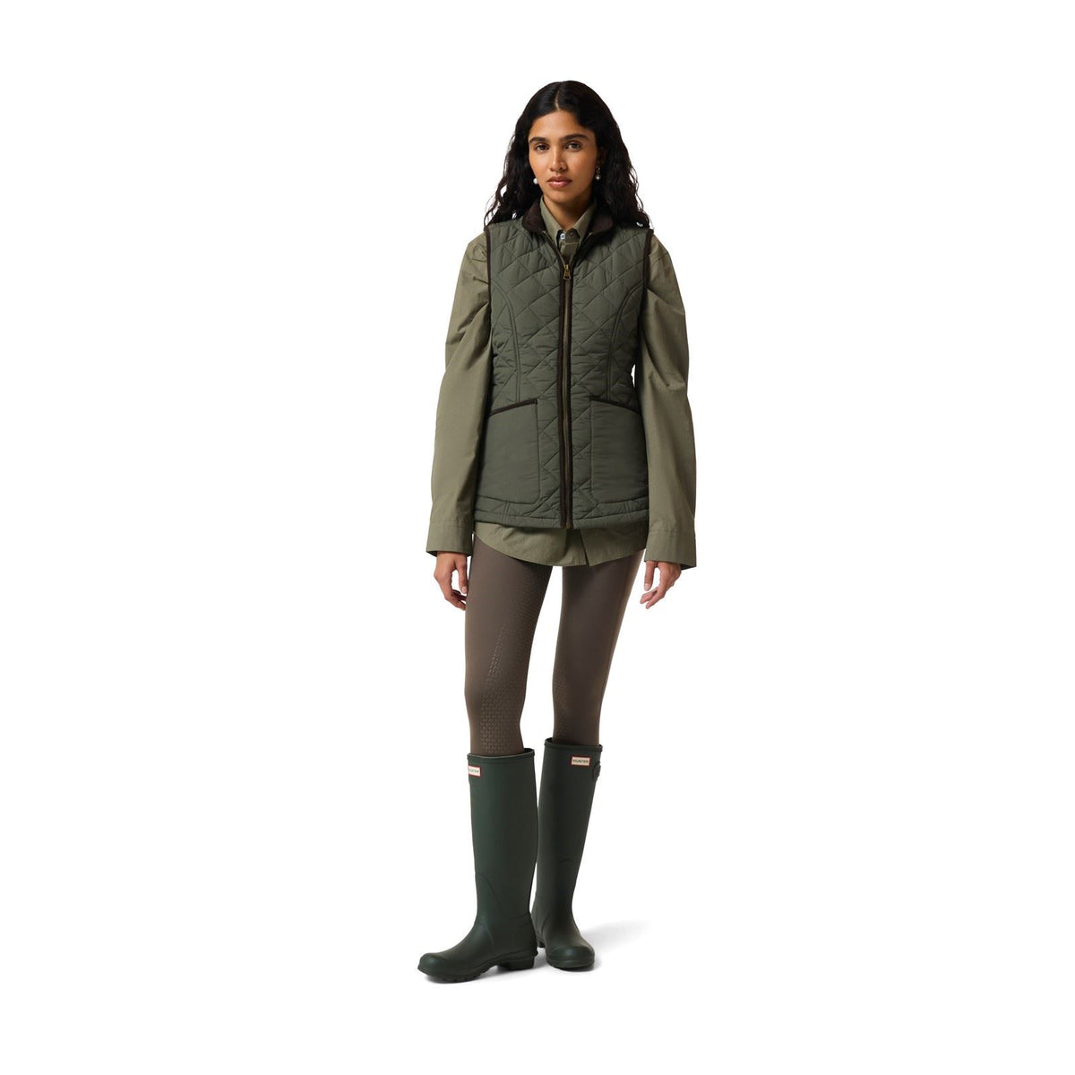 Hunter Original Short Quilted Gilet Women's Green Gilets