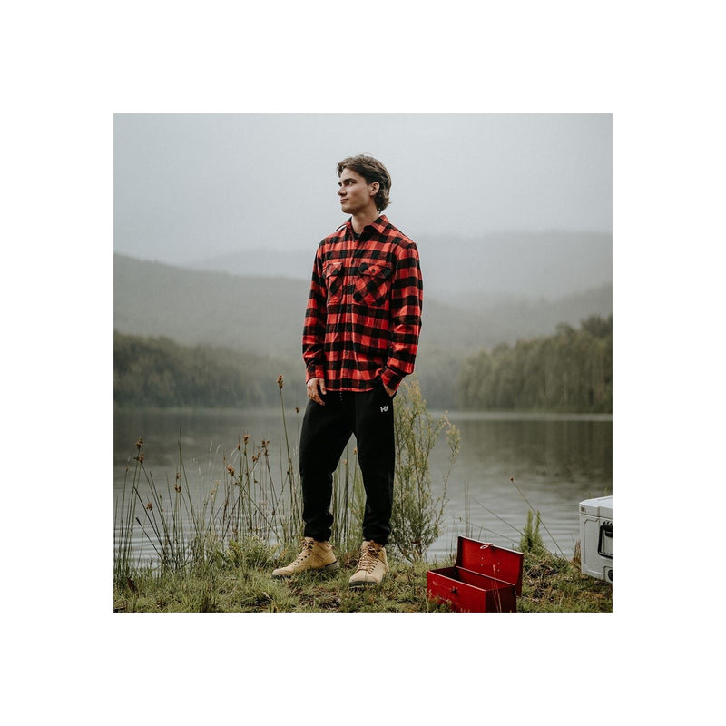 Hard Yakka Long Sleeve Check Flannel Cotton Men's Red Casual Shirt