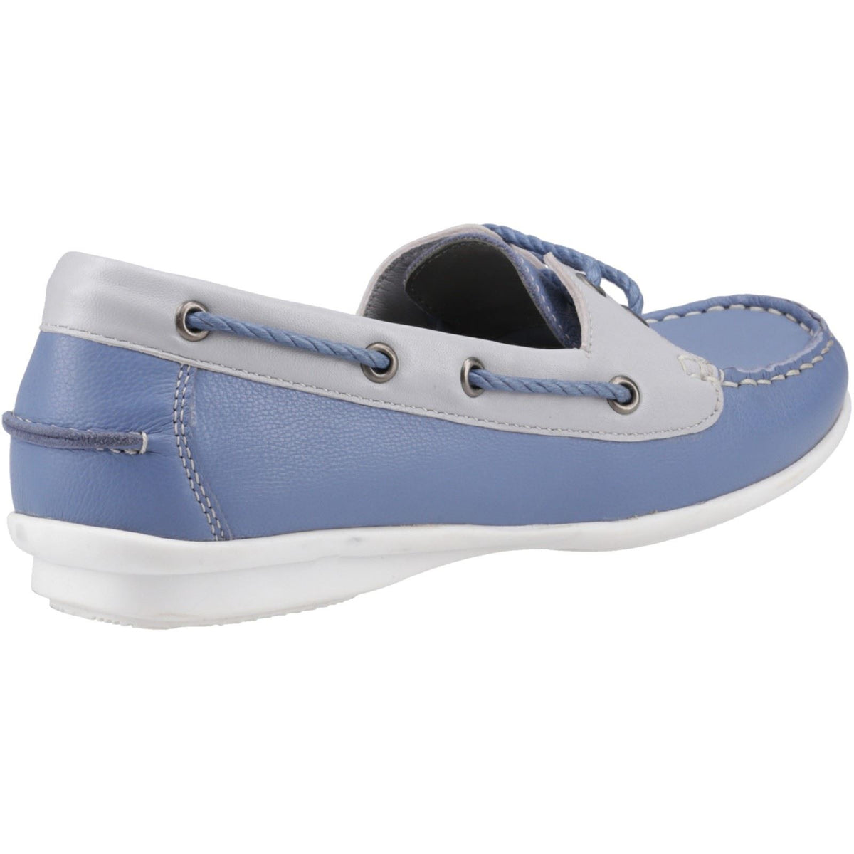 Hush Puppies Irene Leather Women's Blue Boat Shoes