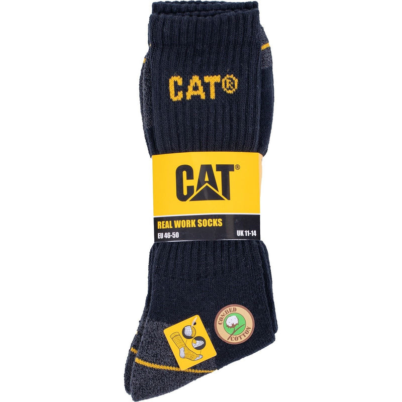 Caterpillar CAT Crew Cotton Men's Black Work Socks