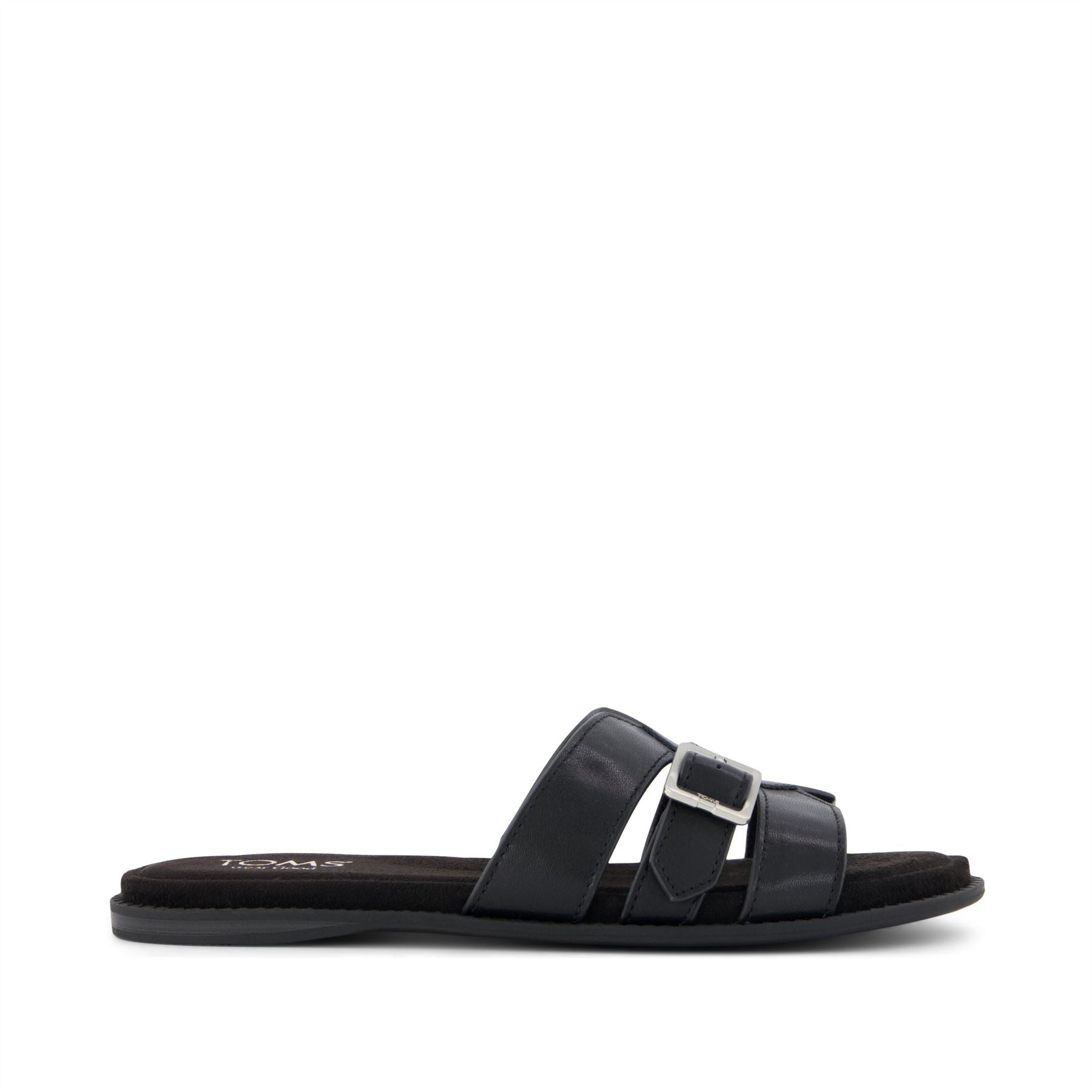TOMS Sol Mule Leather Women's Black Sandals
