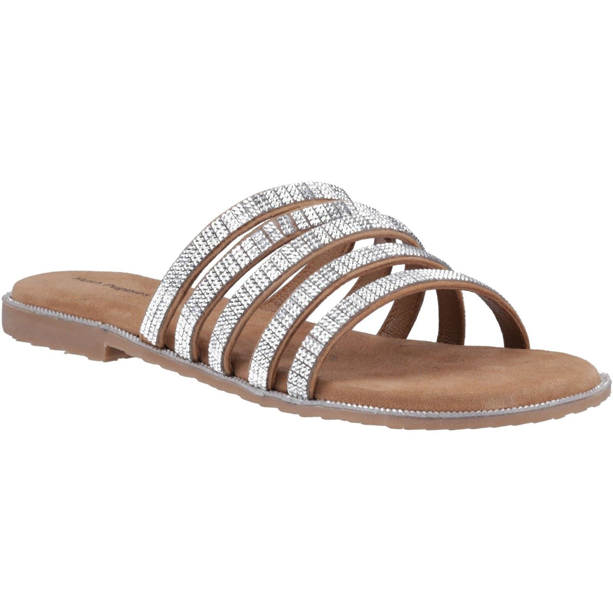 Hush Puppies Paris Slide Suede Women's Tan/Silver Sandals