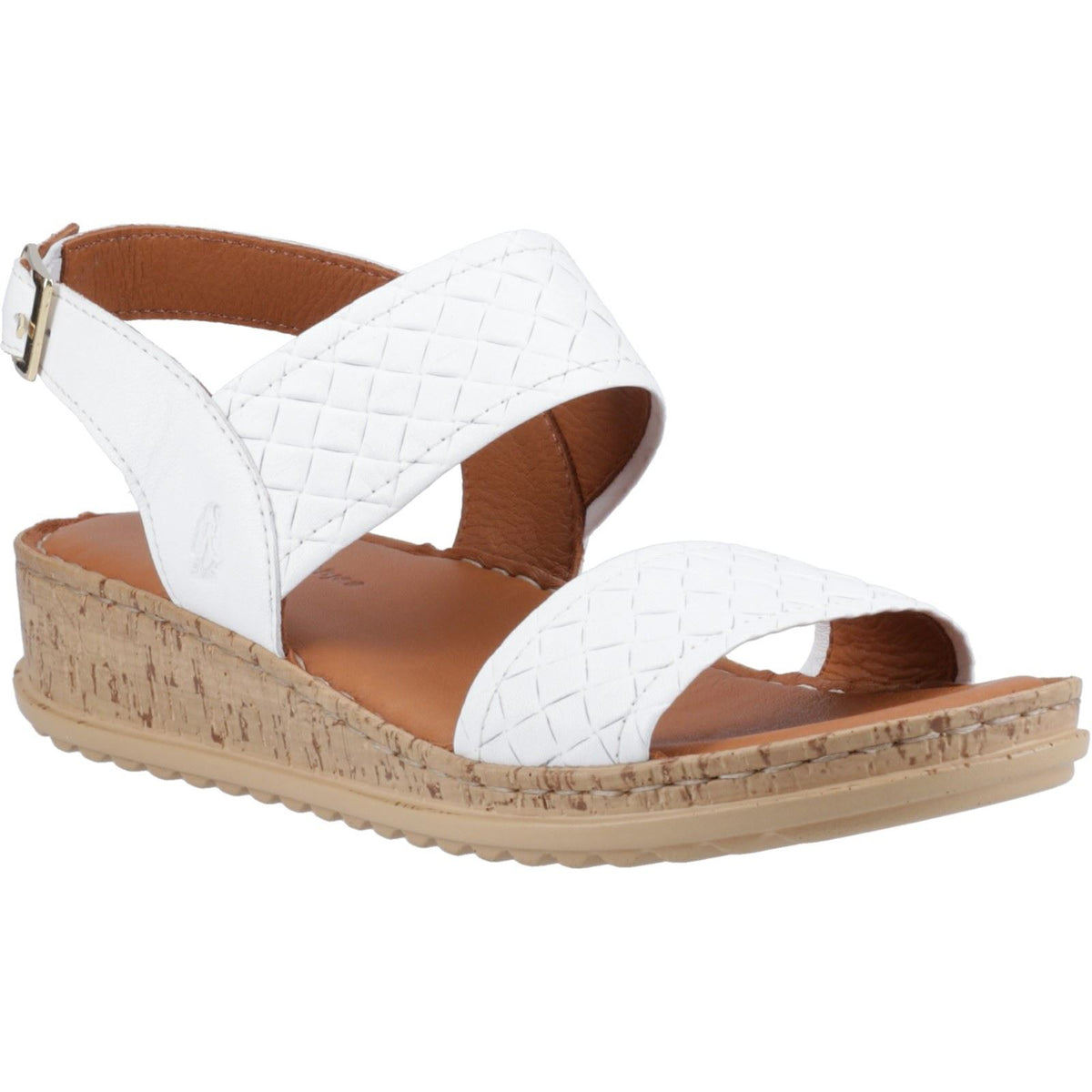 Hush Puppies Ebony Woven Leather Women's White Sandals