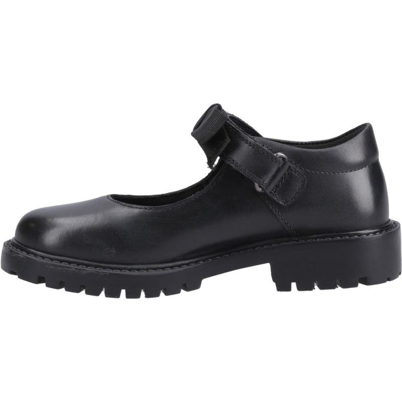 Hush Puppies Astrid Bow Leather Youth Girl's Black Shoes