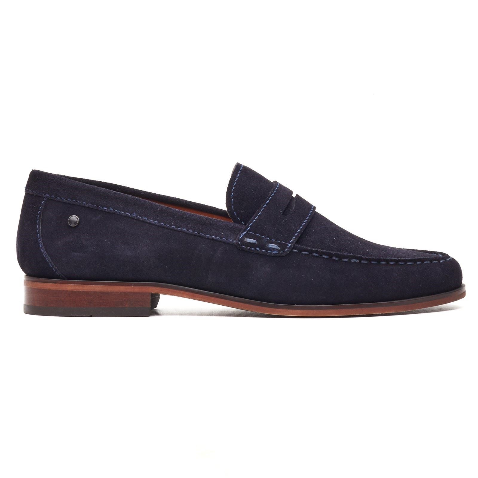 Base London Slate Loafer Leather Men's Navy Loafers