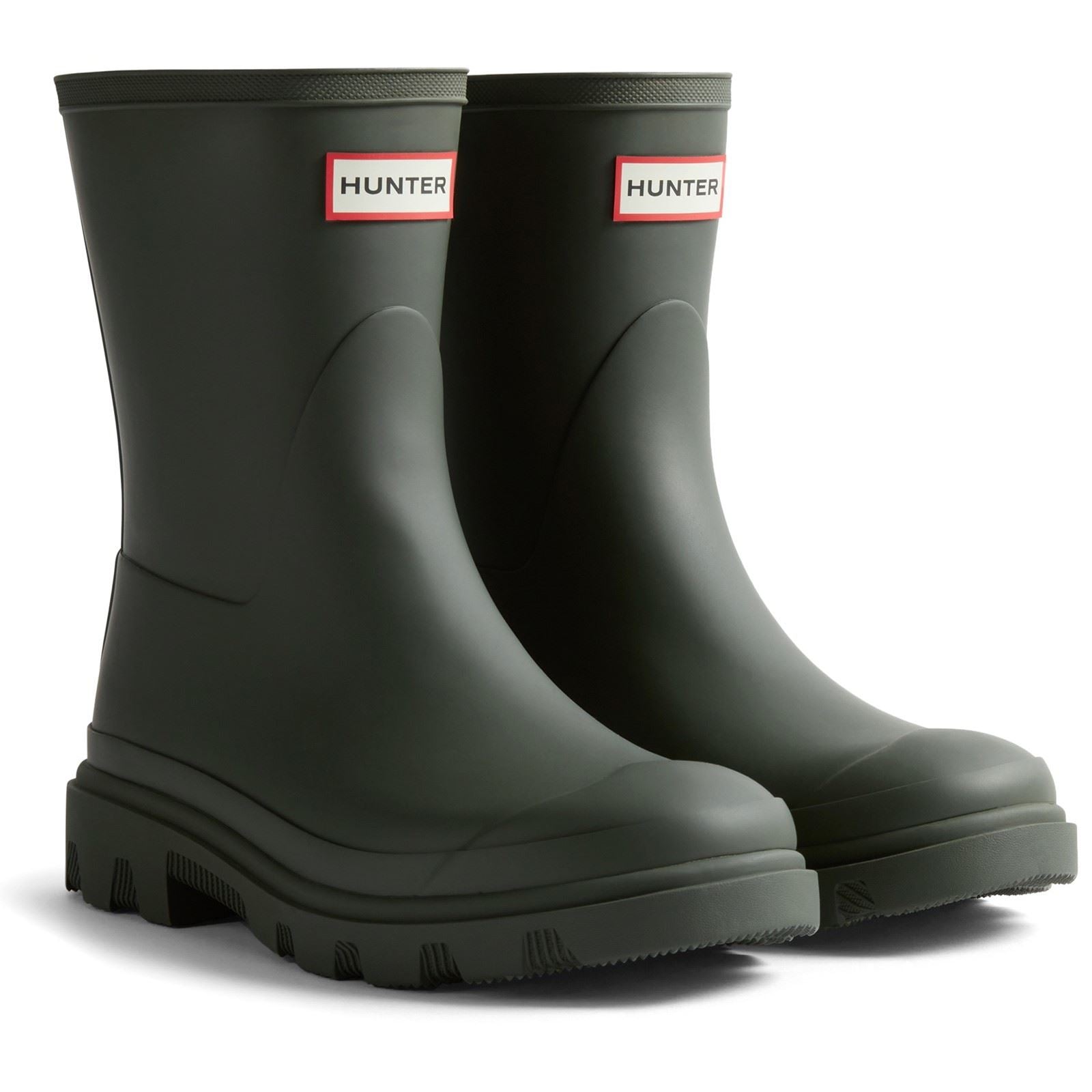 Hunter Downpour Short Boot Rubber Men's Dark Olive Wellington Boots