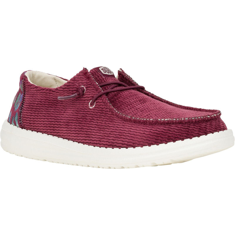 HEYDUDE Wendy Corduroy Leo Synthetic Women's Burgundy Loafers