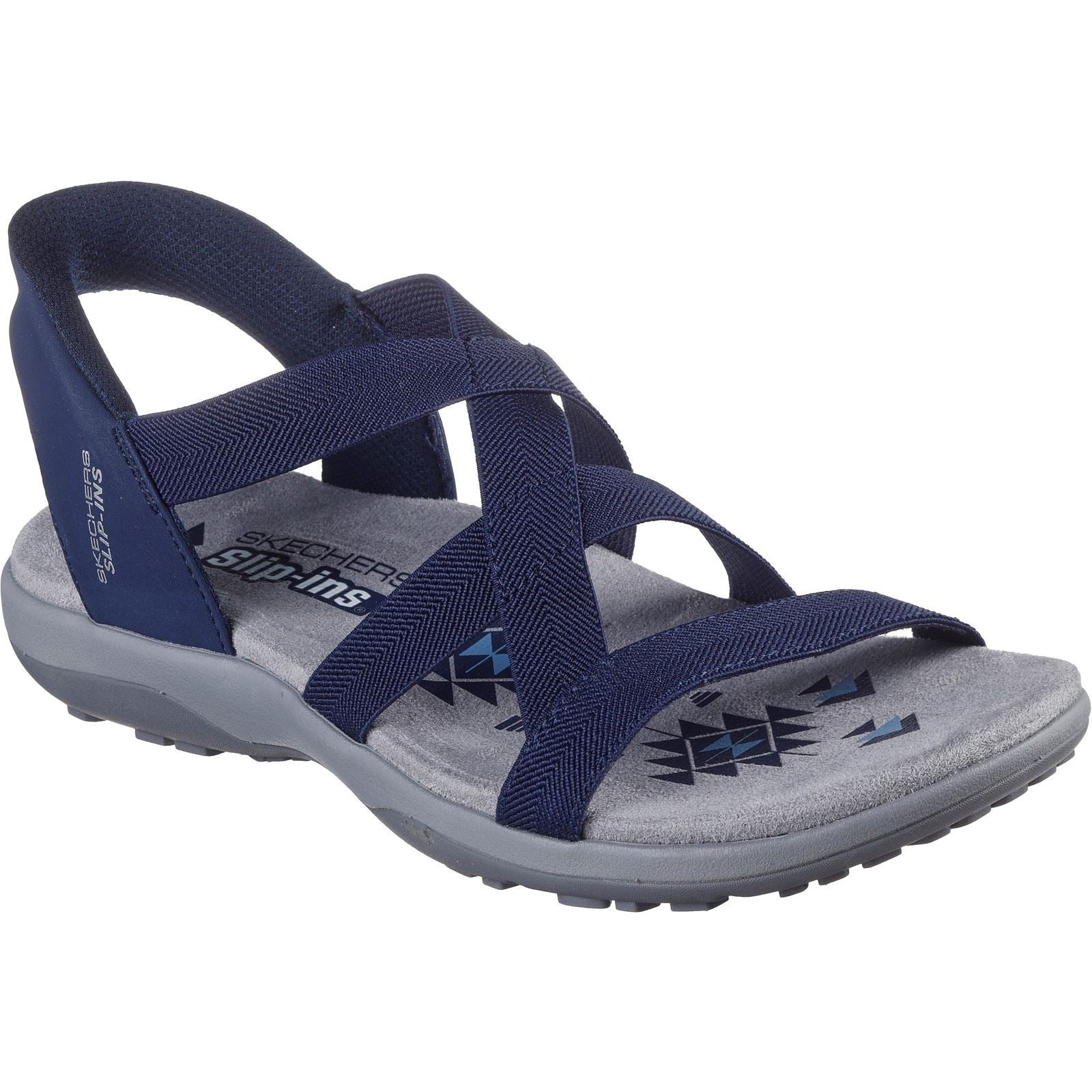 Skechers Reggae Slim Stretch Flex Textile Women's Navy Sandals