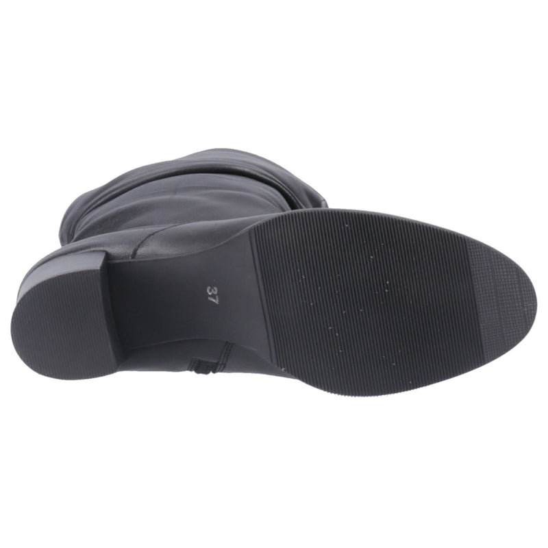 Hush Puppies Cosima Leather Women's Black Leather Heeled Knee High Boots