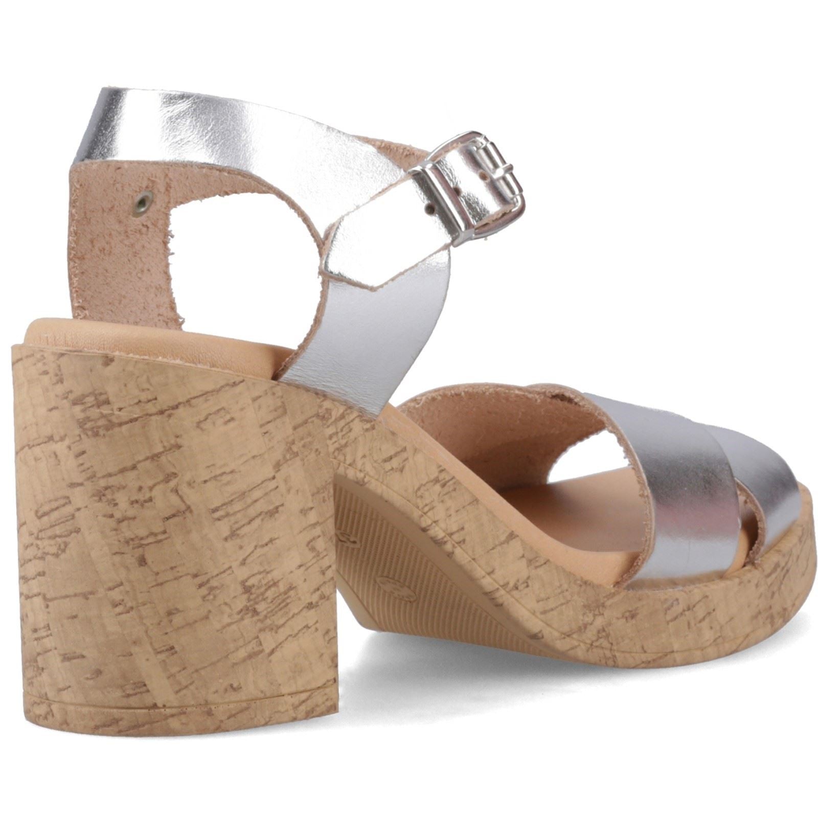 Hush Puppies Georgia Cork Leather Women's Silver Heels