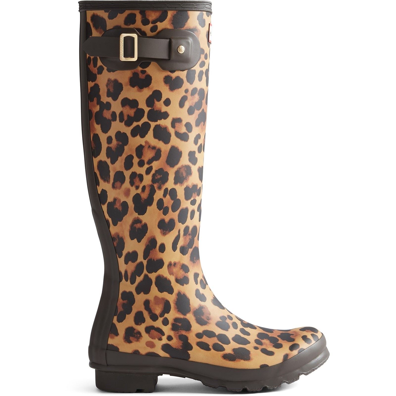 Hunter Womens Original Tall Leopard Boot Rubber Women's Leopard Print/Chocolate Brown Wellington Boots