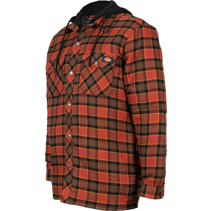 Dickies Fleece Hooded Flannel Shirt Men's Red Shirt Jacket