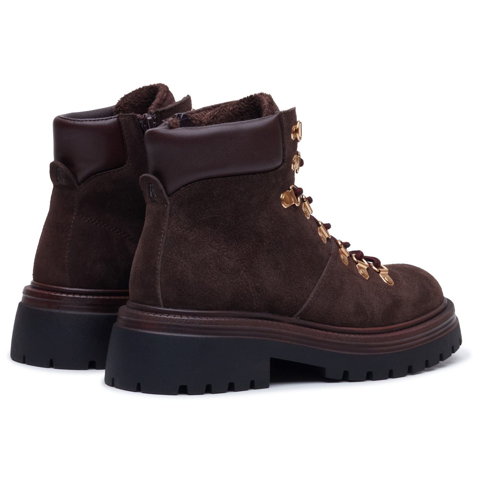 Hush Puppies Robyn Hiker Suede Women's CHOCOLATE Heeled Ankle Boots