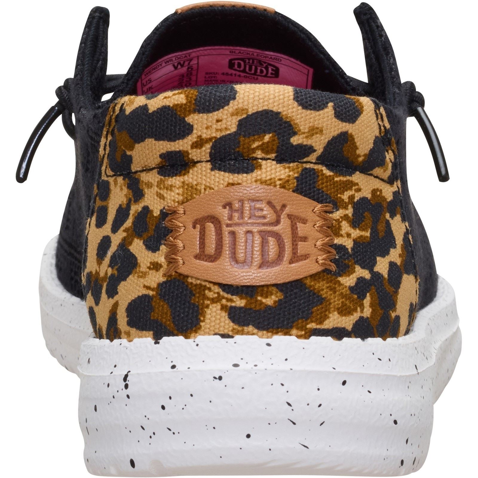 HEYDUDE Wendy Wildcat Cotton Women's Black/Leopard Moccasins Shoes