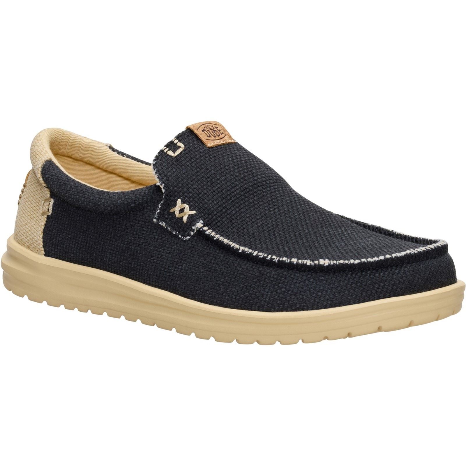 HEYDUDE Mikka Braided Textile Men's Black/Boulder Tan Loafers