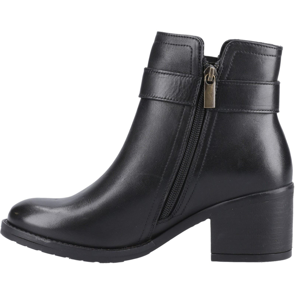 Hush Puppies Hensley Leather Women's Black Heeled Ankle Boots