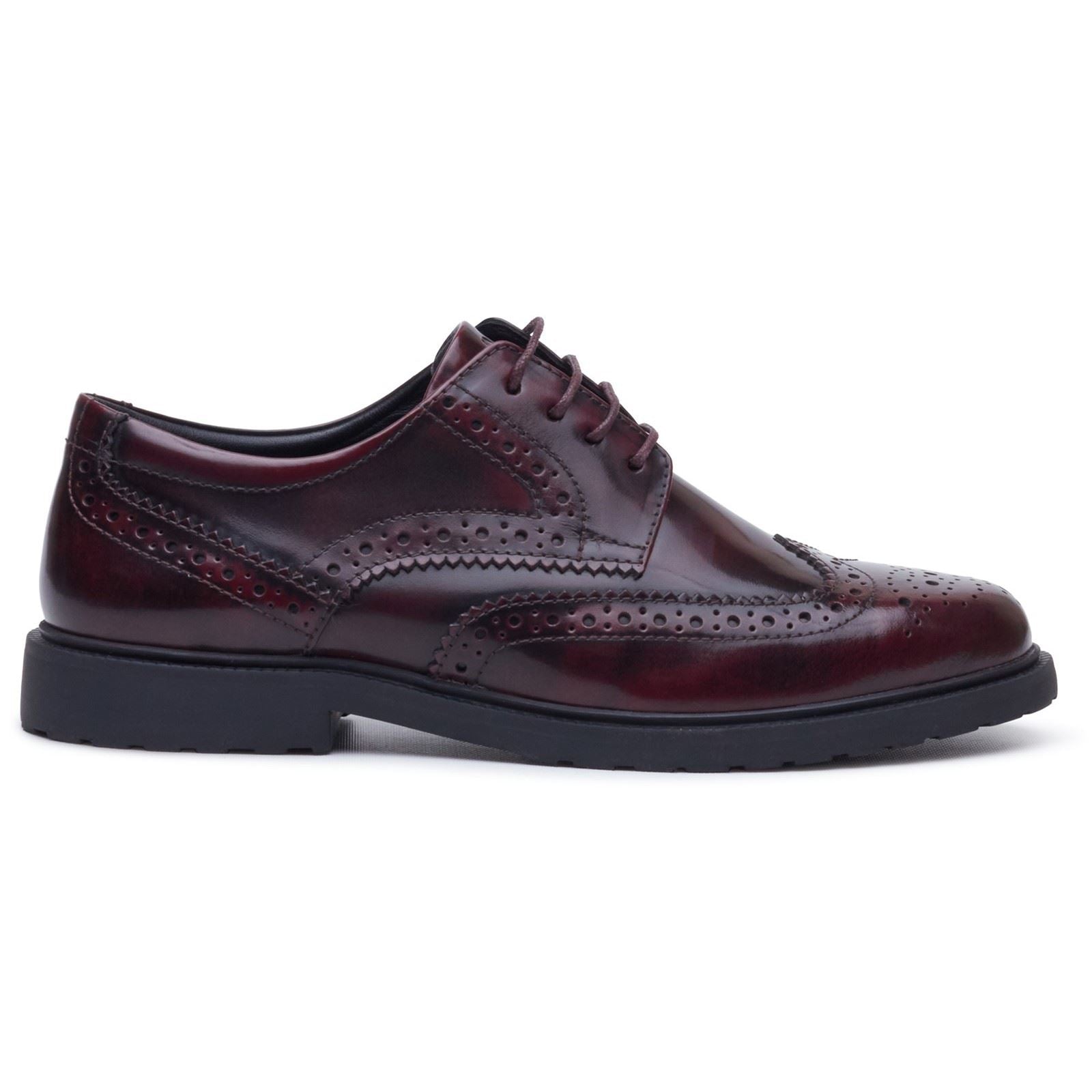Hush Puppies Verity Hi-Shine Leather Women's Plum Brogues Shoes