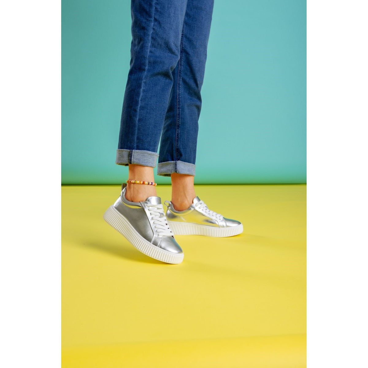 Hush Puppies Harlow Leather Women's Silver Trainers
