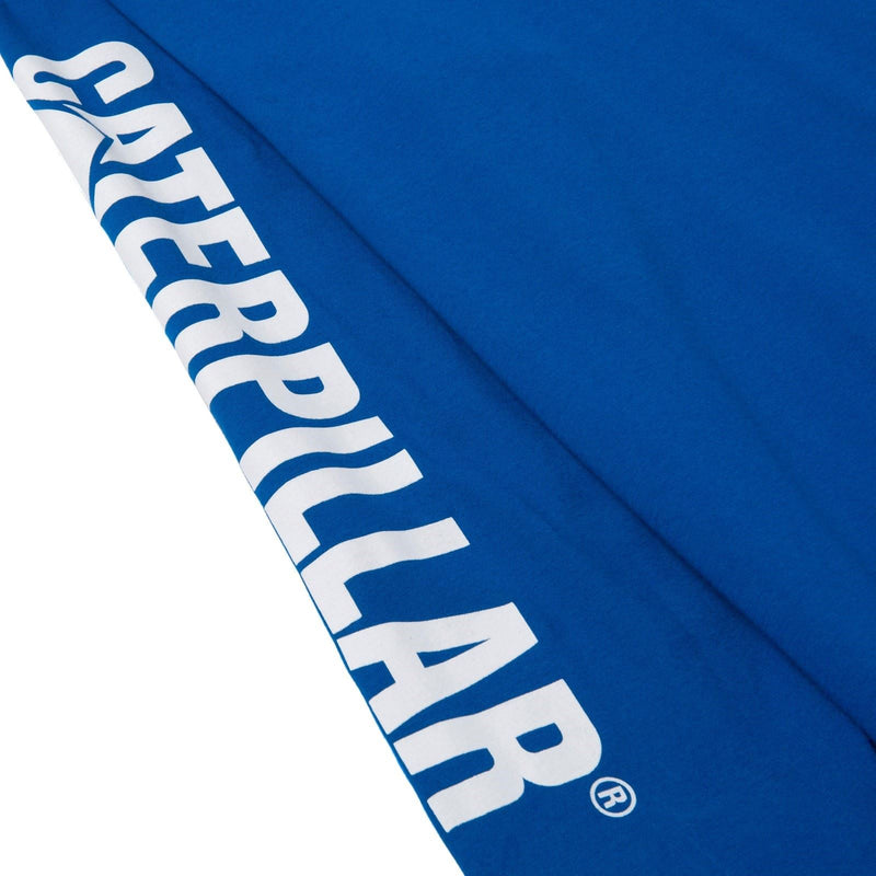 Caterpillar Trademark Banner Long Sleeve Cotton Men's Blue T-Shirt