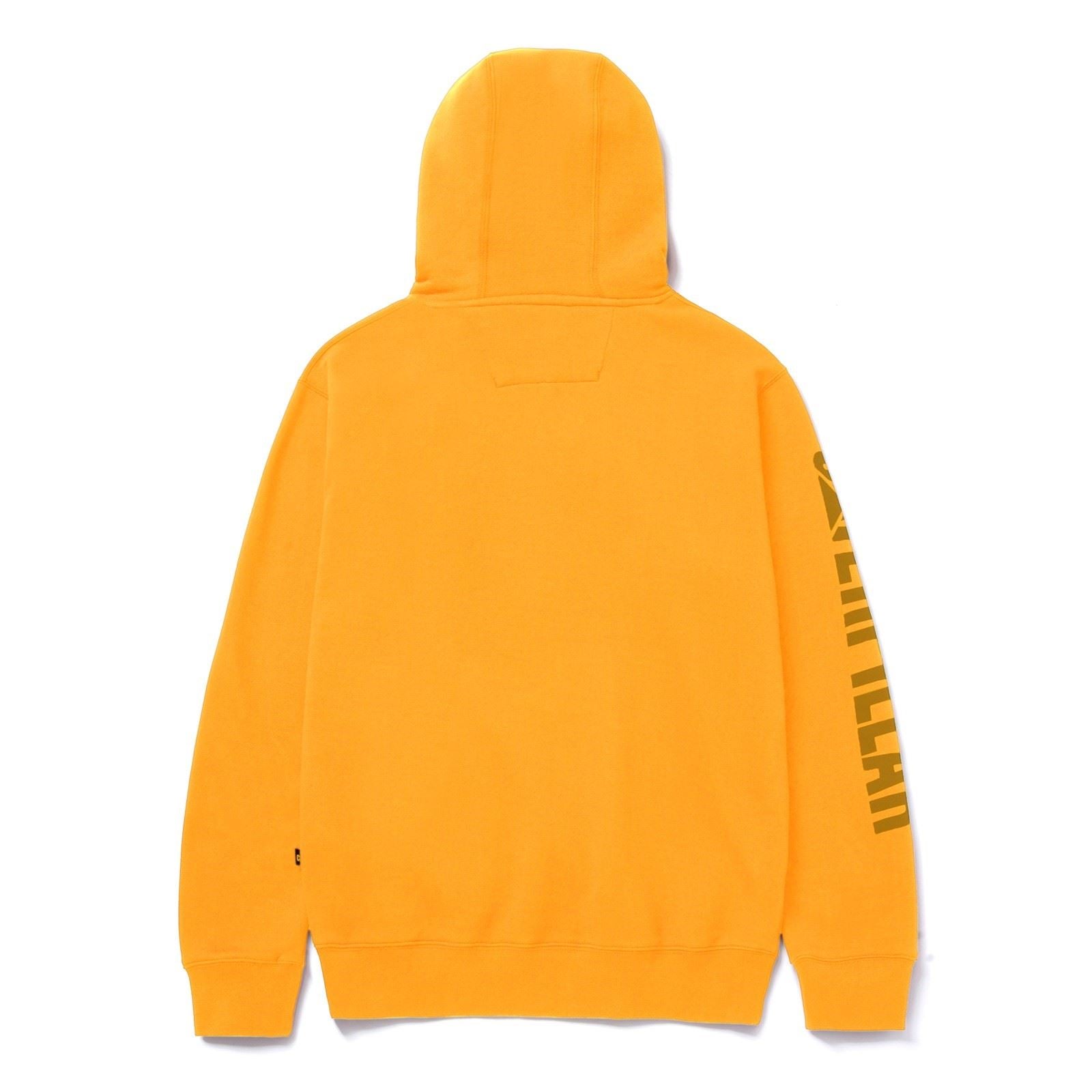 Caterpillar Trademark Banner Cotton Men's Yellow Hooded Sweatshirt