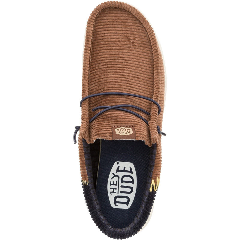 HEYDUDE Wally Funk Corduroy Textile Men's Espresso/Blue Jean Boat Shoes