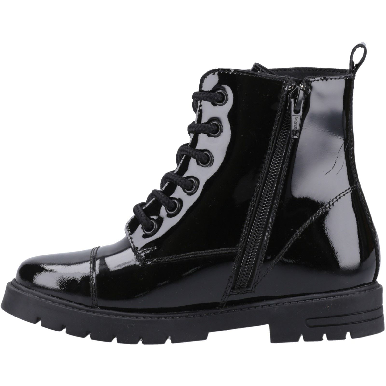 Hush Puppies Lauren Patent Leather Youth Girl's Black Boots