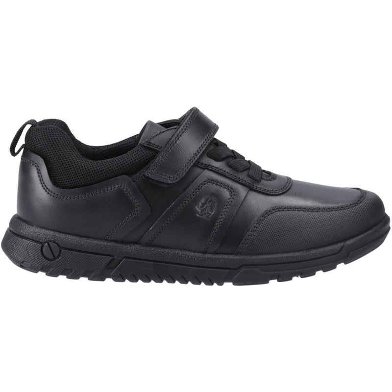 Hush Puppies Sutton Bungee Leather Junior Black Lace-Up Shoes