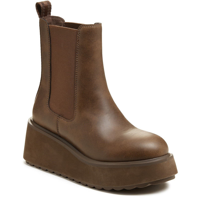 Rocket Dog Heyday Synthetic Women's Dark Brown Flat Chelsea Boots