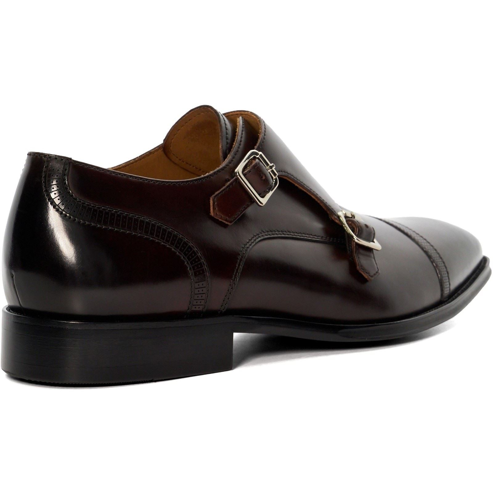 Dune Saloon Leather Men's Brown Double Monk Shoes