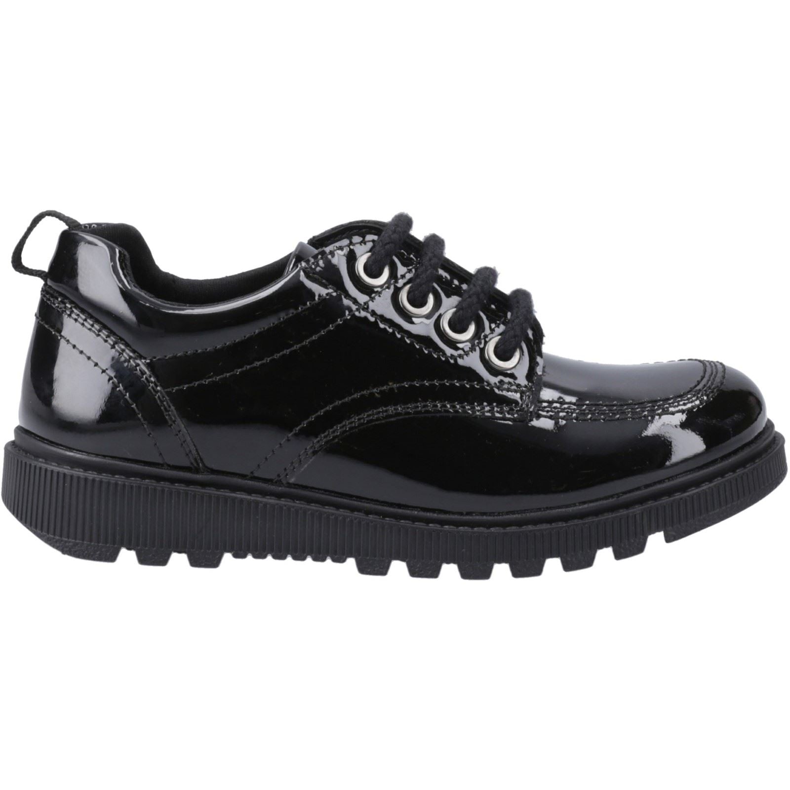 Hush Puppies Keeley Patent Leather Youth Girl's Black Lace-Up Shoes