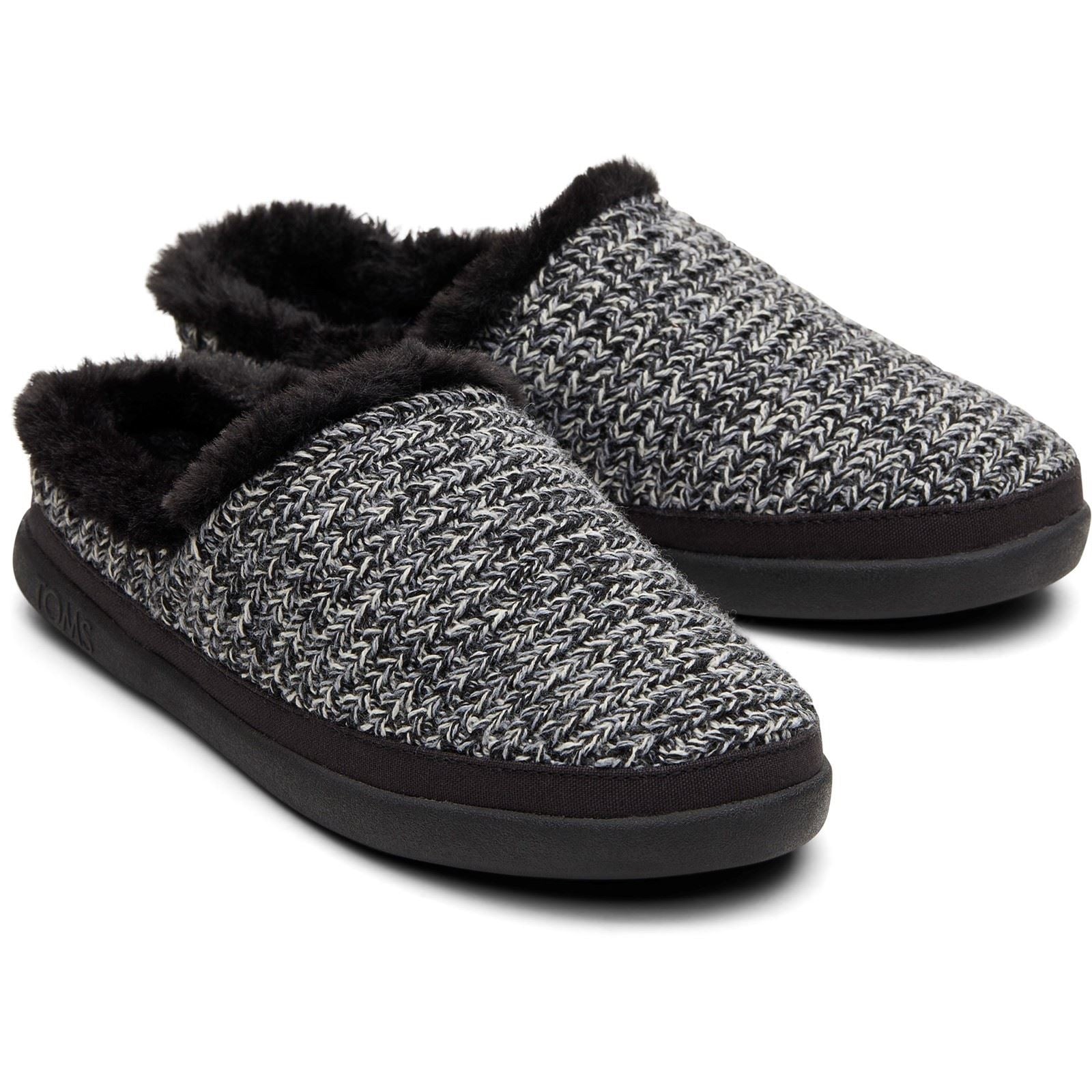 TOMS Sage Polyester Blend Women's Grey/Black Cozy Sweater Knit Slippers