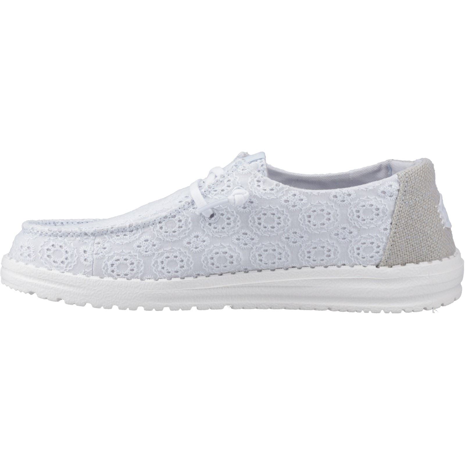 HEYDUDE Wendy Eyelet Lace Cotton Blend Women's Ancient Blue Moccasins Shoes