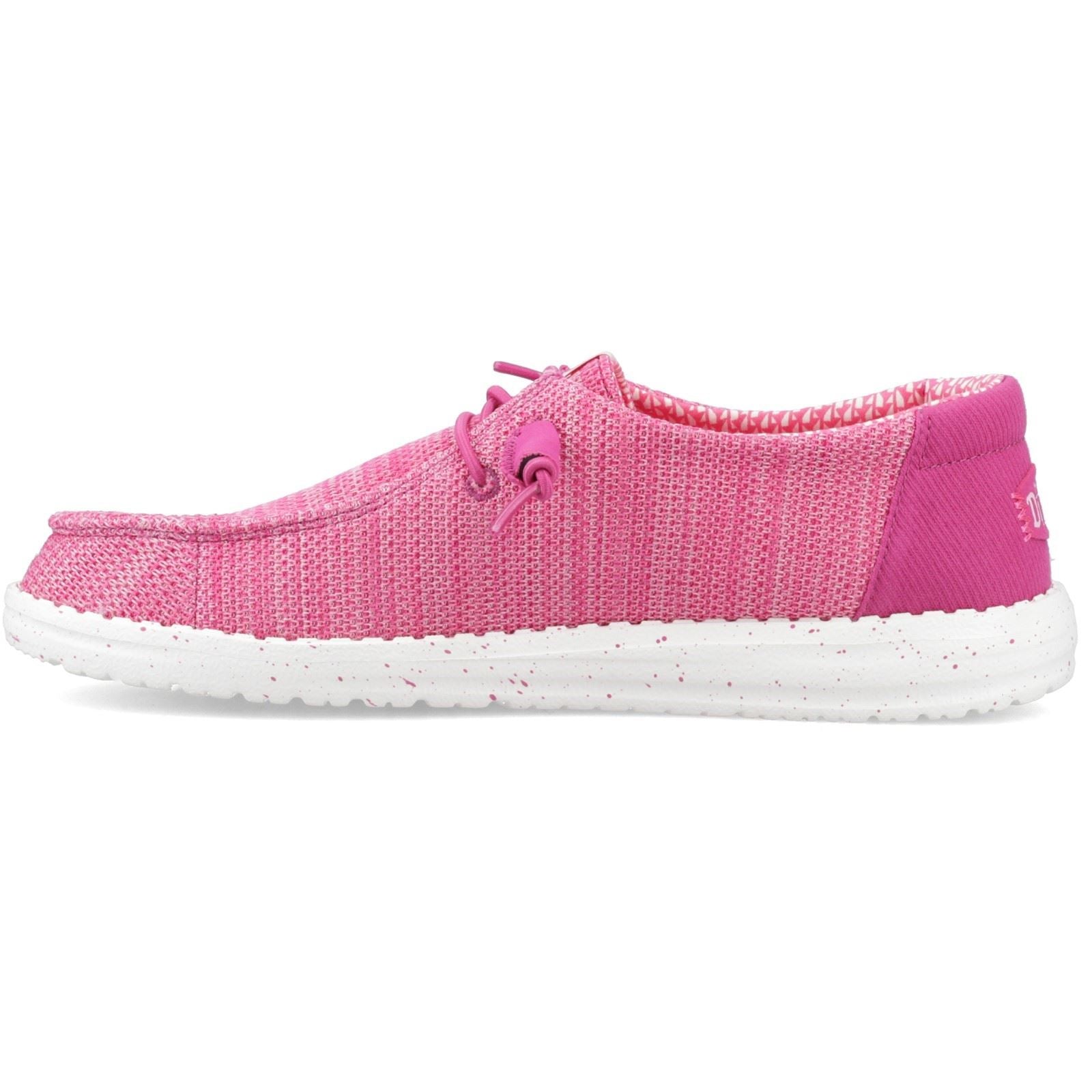 HEYDUDE Wendy Stretch Sox Polyester Women's Fuchsia Pink Moccasins Shoes