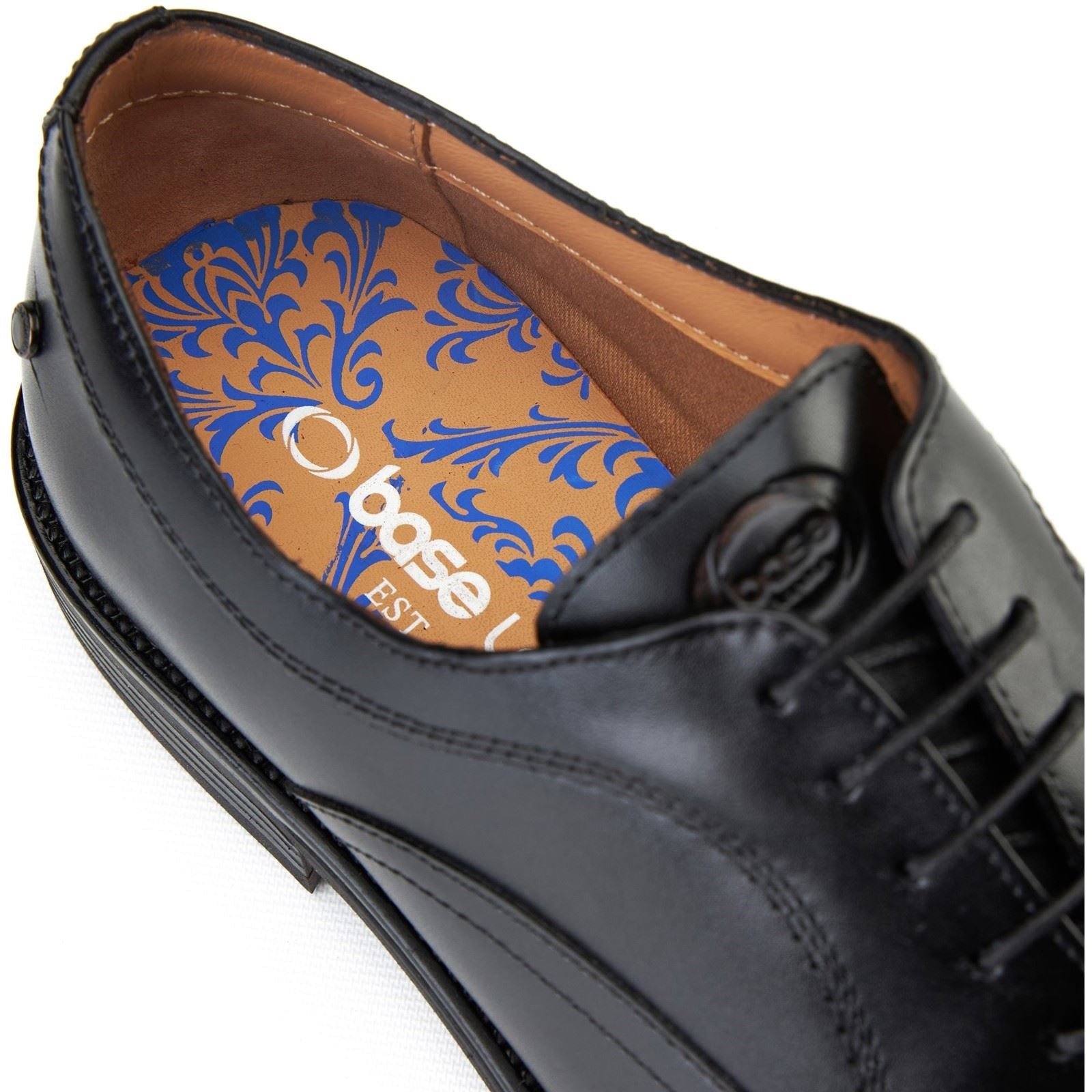 Base London Lapel Leather Men's Black Oxford Shoes
