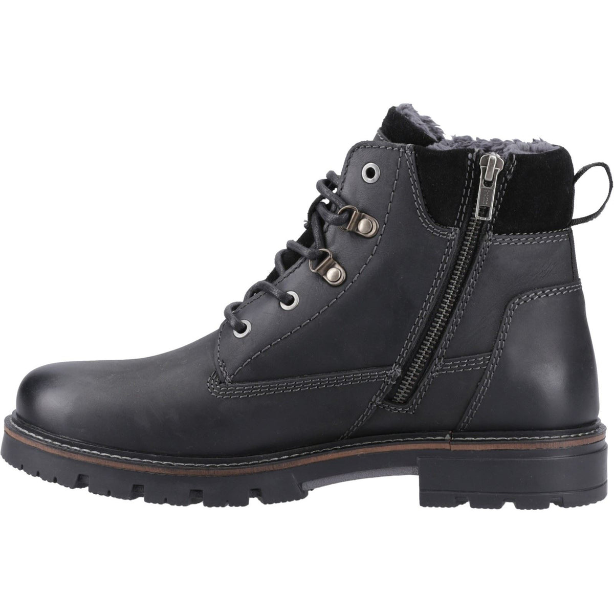 Hush Puppies Pier Leather Men's Black Ankle Boots