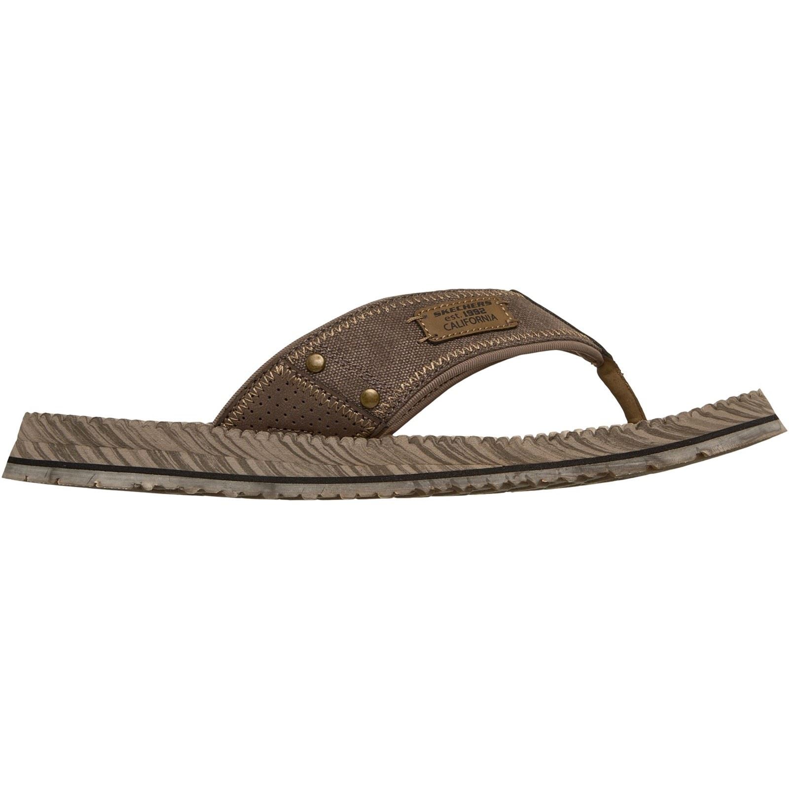 Skechers Quill Textile Men's Brown Flip Flops