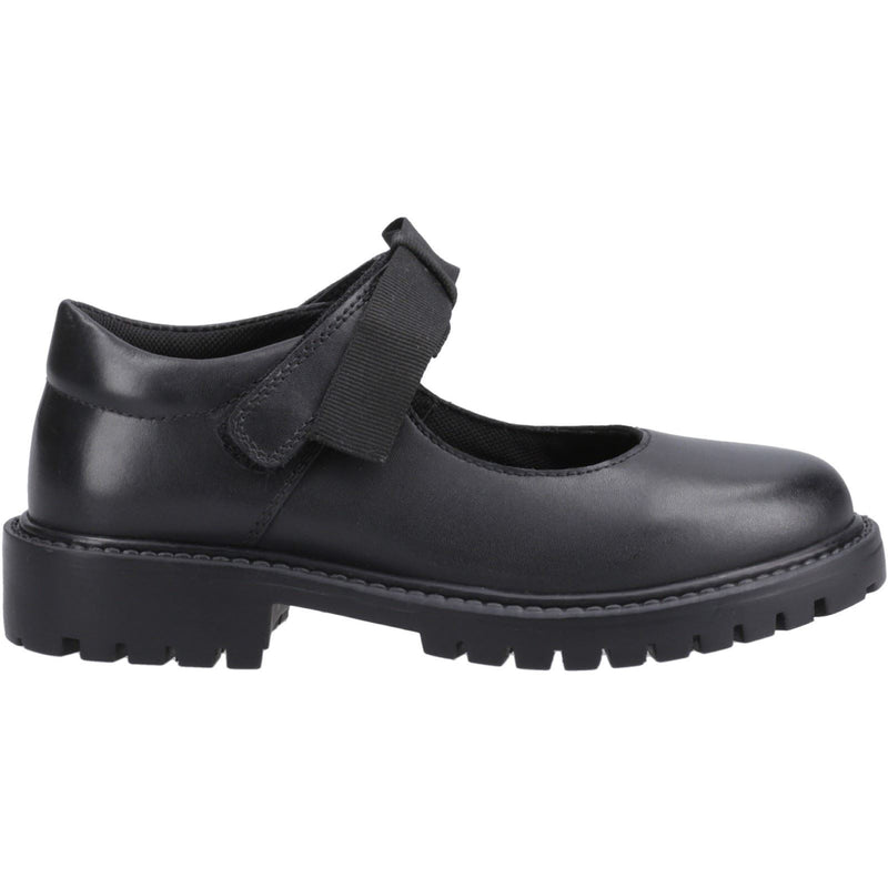 Hush Puppies Astrid Bow Leather Youth Girl's Black Shoes