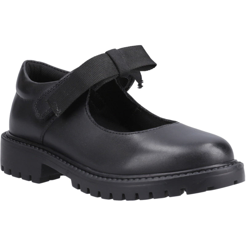 Hush Puppies Astrid Bow Leather Junior Black Shoes