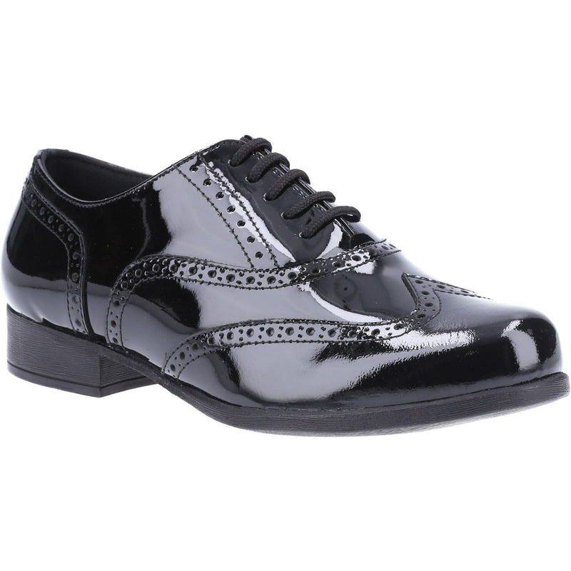 Hush Puppies Kada Youth Girl's Black Patent Leather Brogues