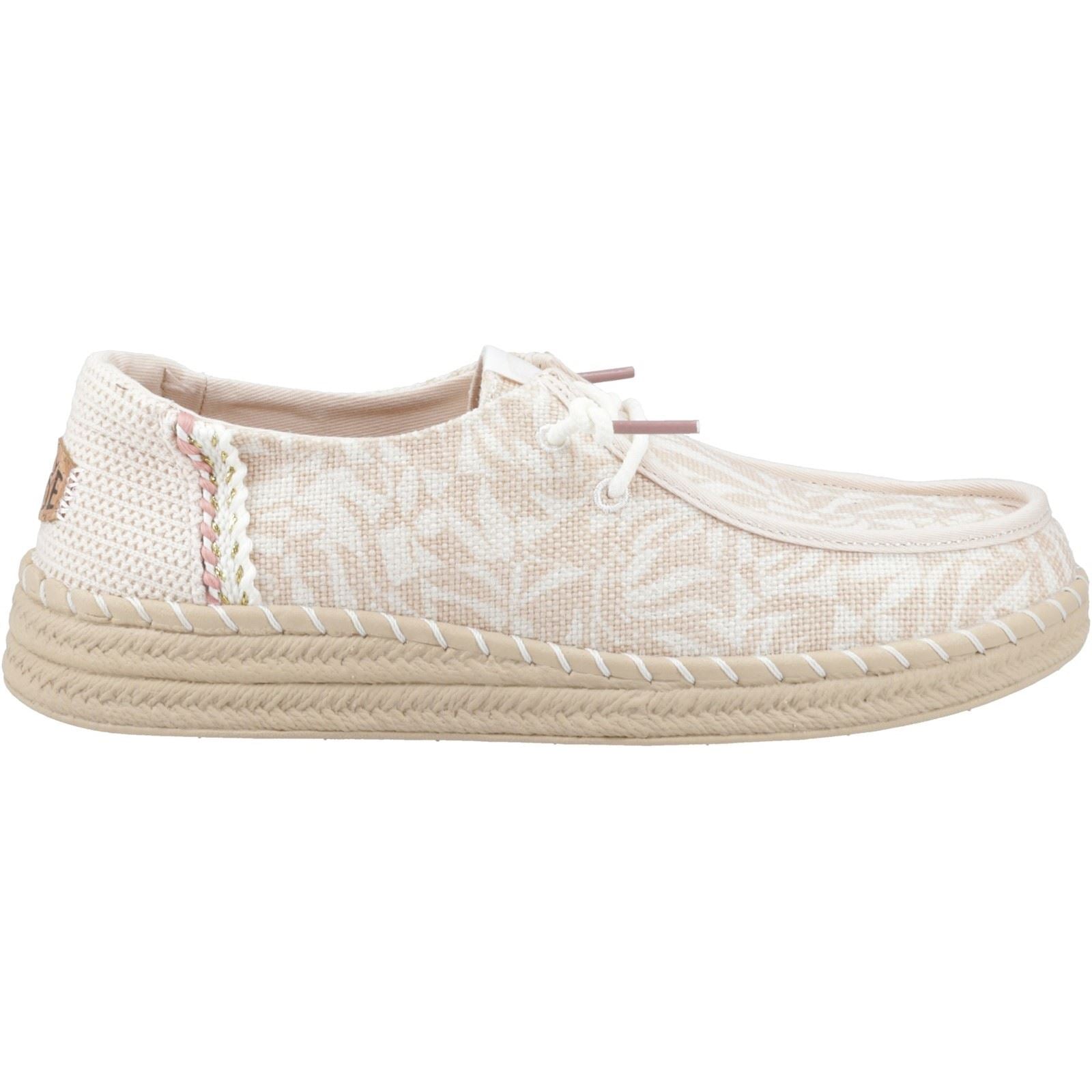 HEYDUDE Wendy Espadrille Retro Palm Cotton Blend Women's Beige Espadrilles