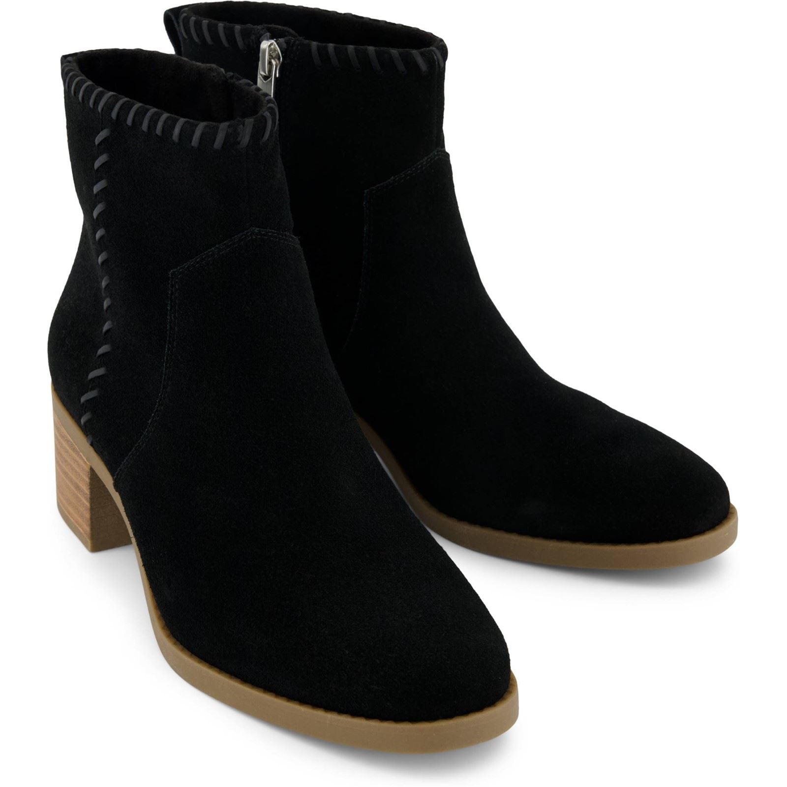 TOMS Delilah Heeled Suede Women's Black Heeled Ankle Boots