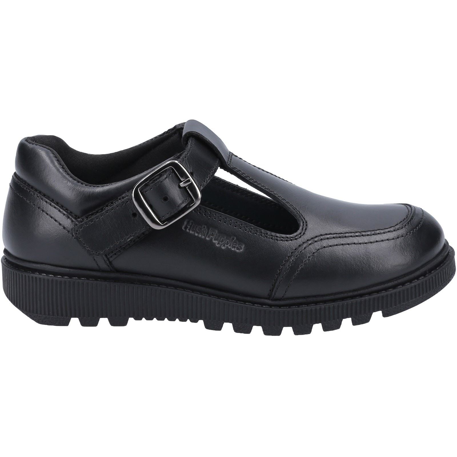 Hush Puppies Kerry Youth Girl's Black Leather Shoes