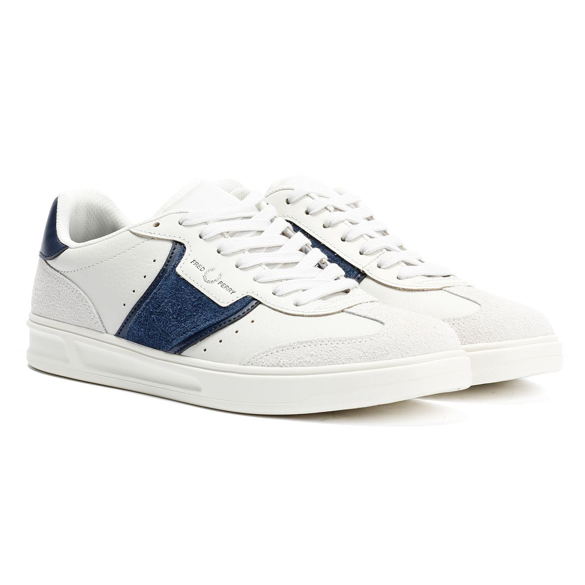 Fred Perry B4 Textured Leather/Suede Men's Porcelain/Blue Trainers