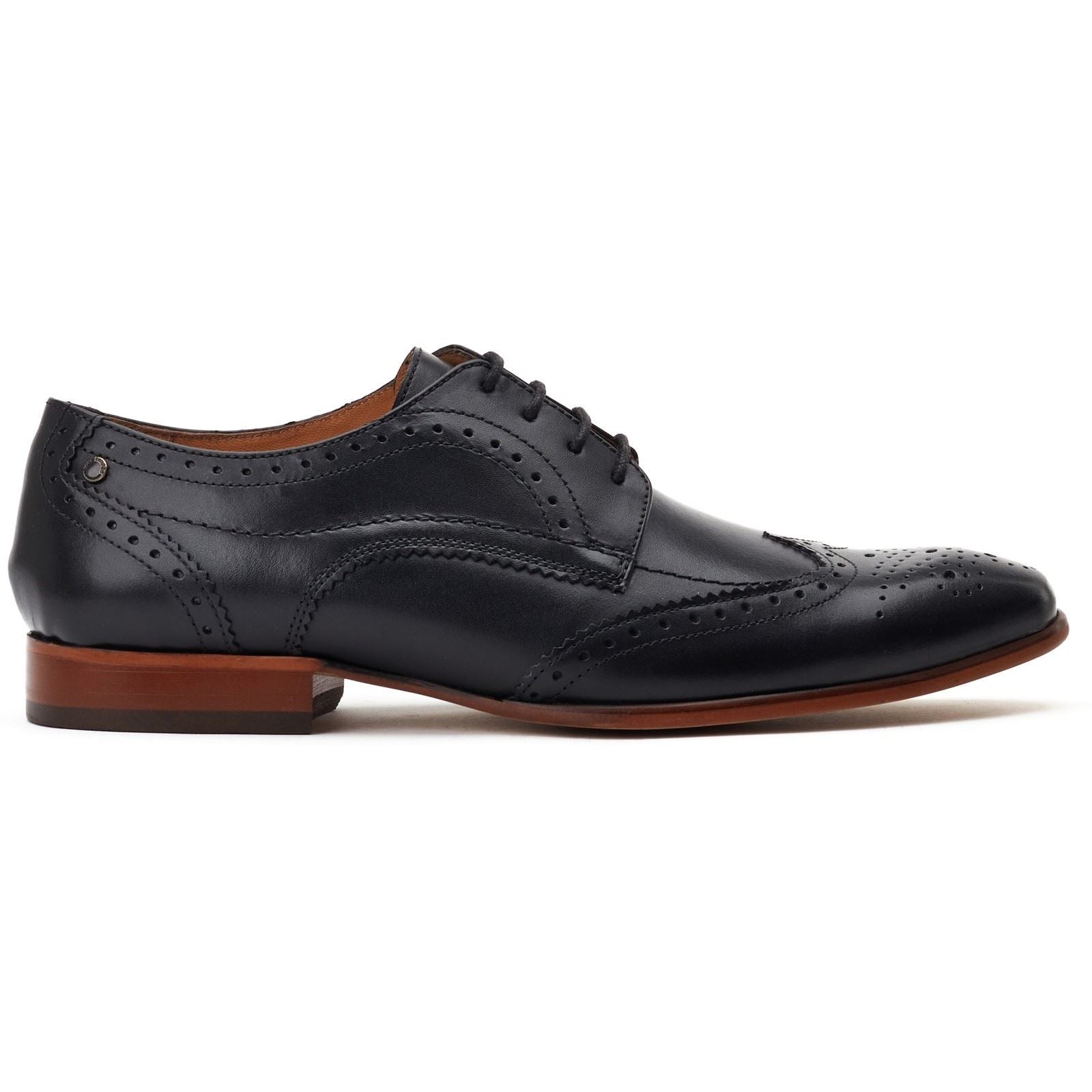 Base London Barbera Excel Leather Men's Black Brogues Shoes
