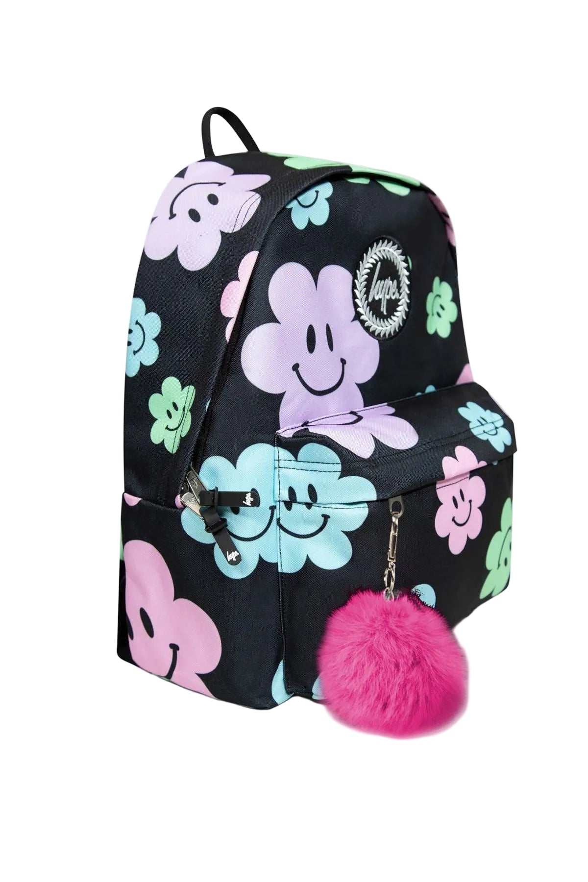 Hype Iconic Black Happy Flower Small Backpack