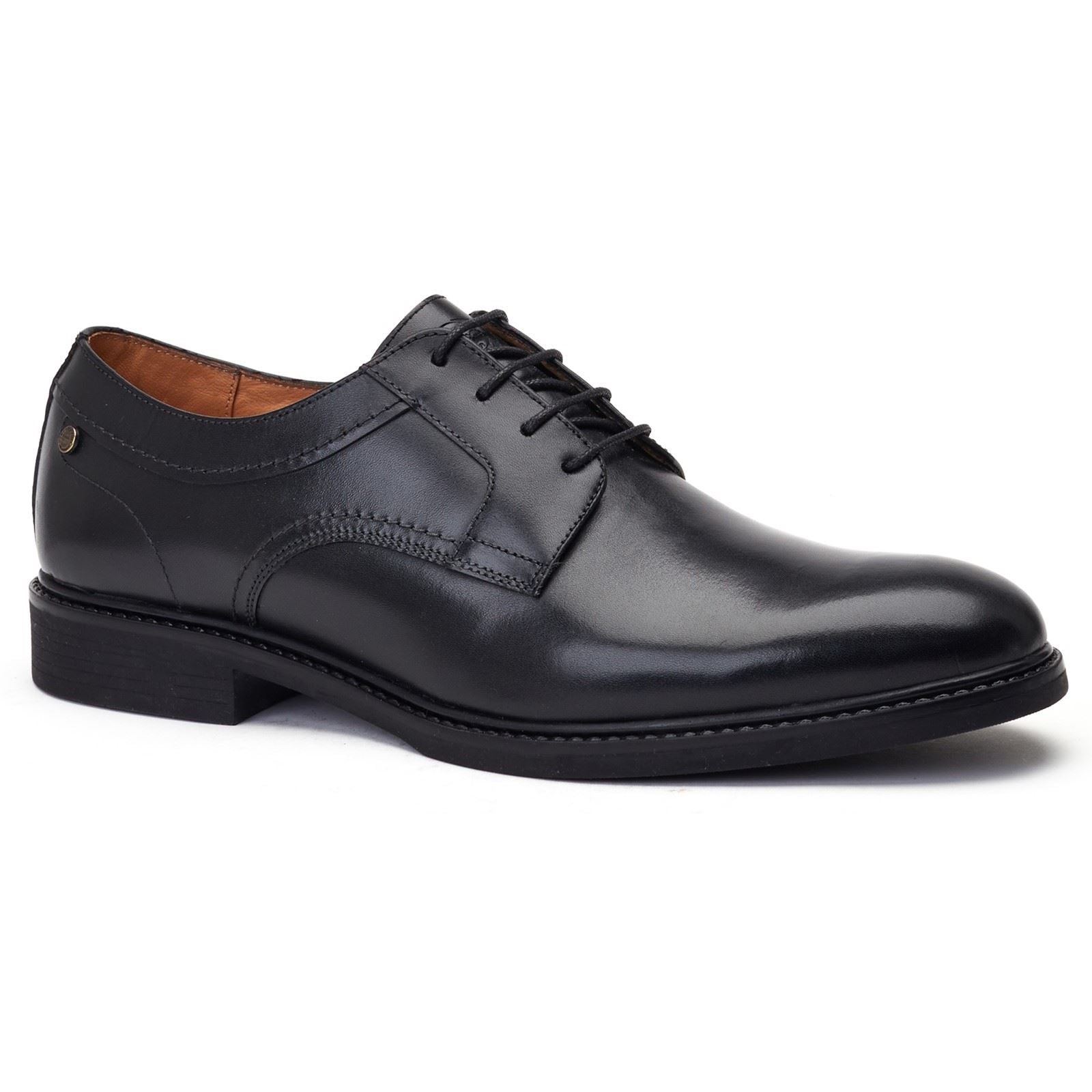 Base London Drake Waxy Leather Men's Black Derby Shoes