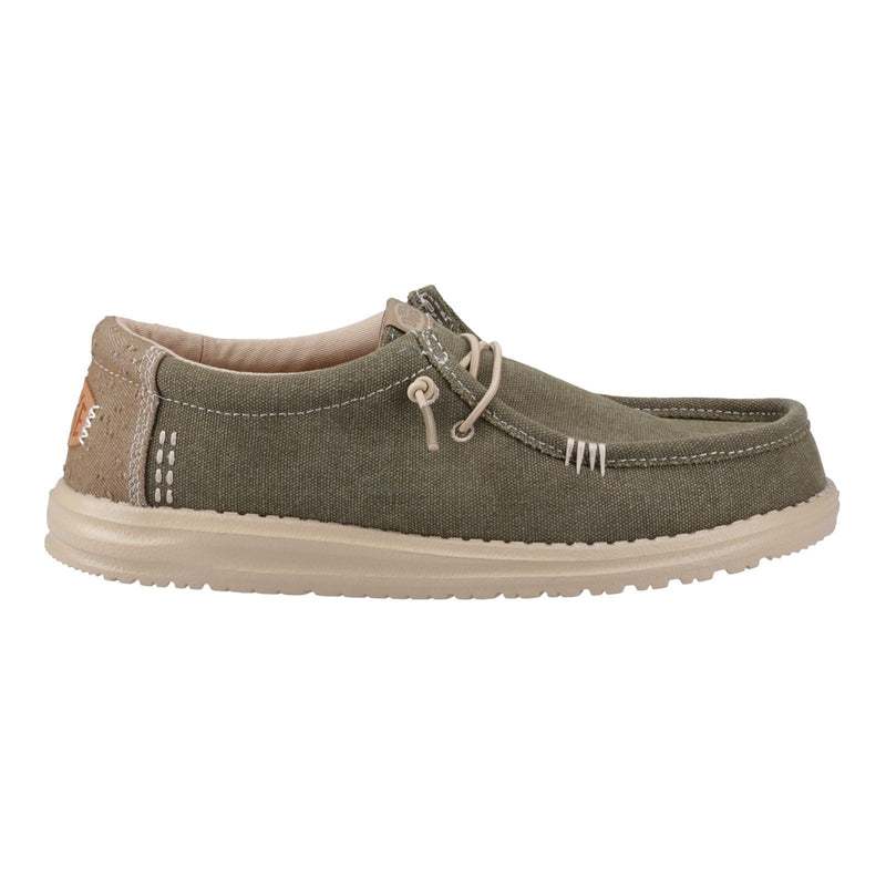 HEYDUDE Wally Workwear Synthetic Blend Men's Dusky Green/Irish Cream Moccasins Shoes