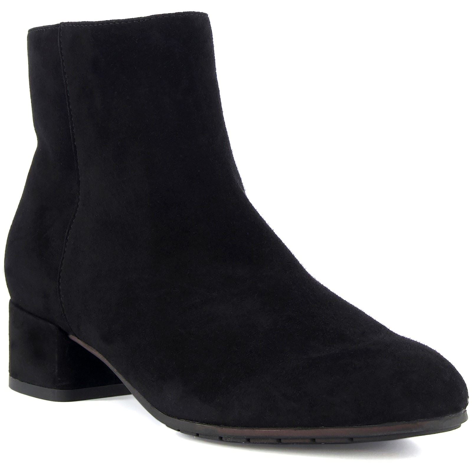Dune Pippie Leather Women's Black Heeled Ankle Boots