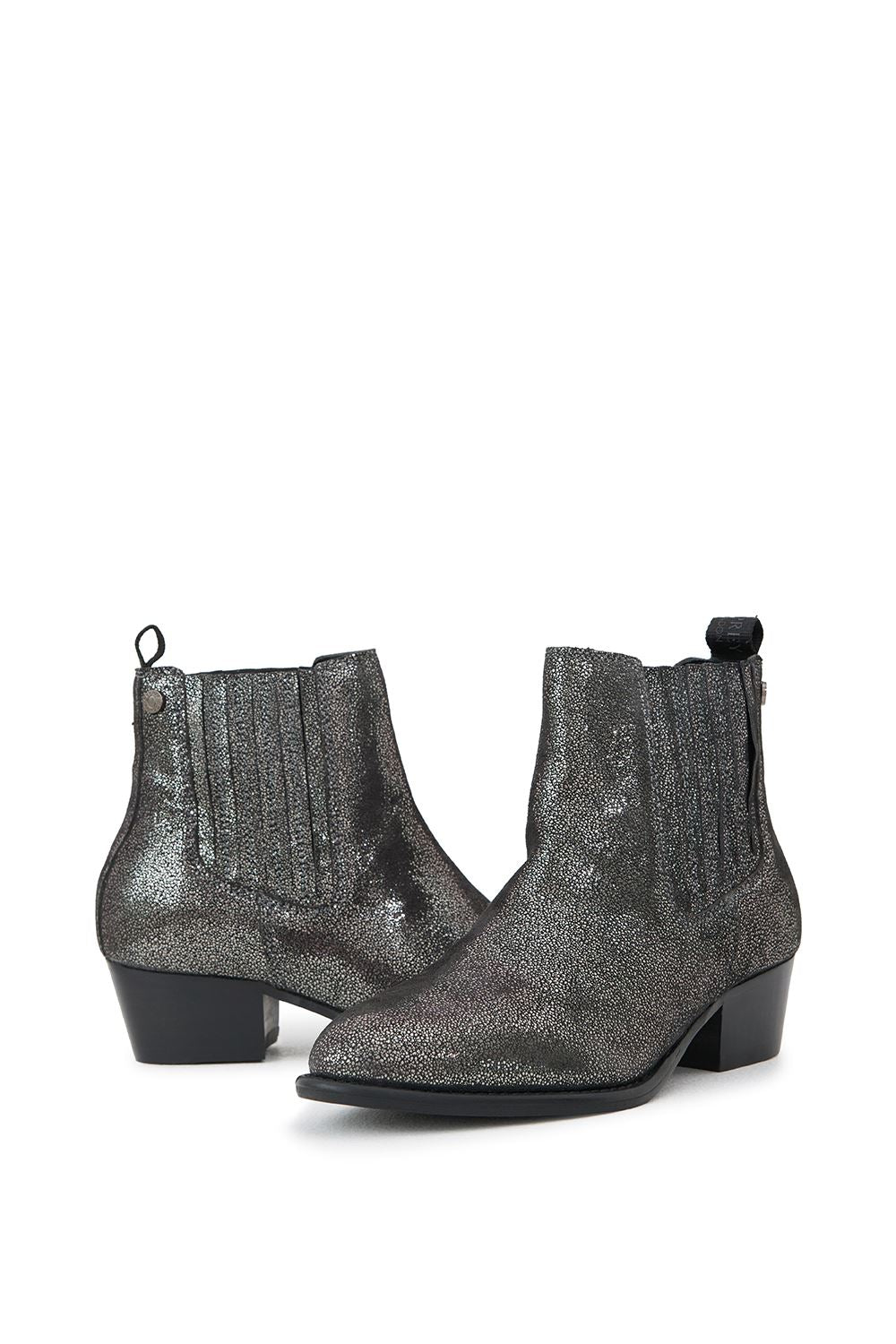Osprey London The Janey Leather Women's Gunmetal Ankle Boots