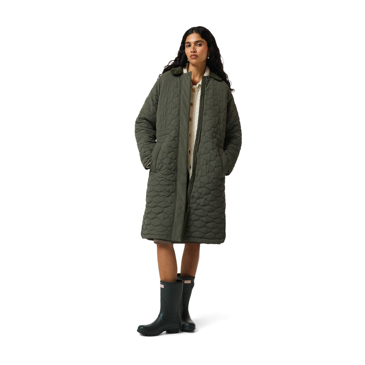 Hunter Somerset Quilted Overcoat Women's Green Quilted Overcoats